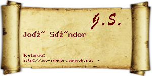 Joó Sándor névjegykártya